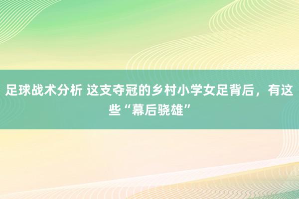 足球战术分析 这支夺冠的乡村小学女足背后，有这些“幕后骁雄”