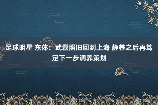 足球明星 东体：武磊照旧回到上海 静养之后再笃定下一步调养策划